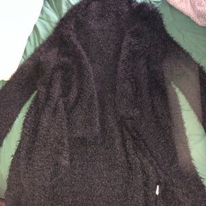 FashionNOVA Oversized Black Fuzzy Cardigan